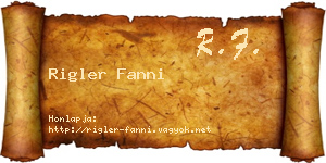 Rigler Fanni névjegykártya